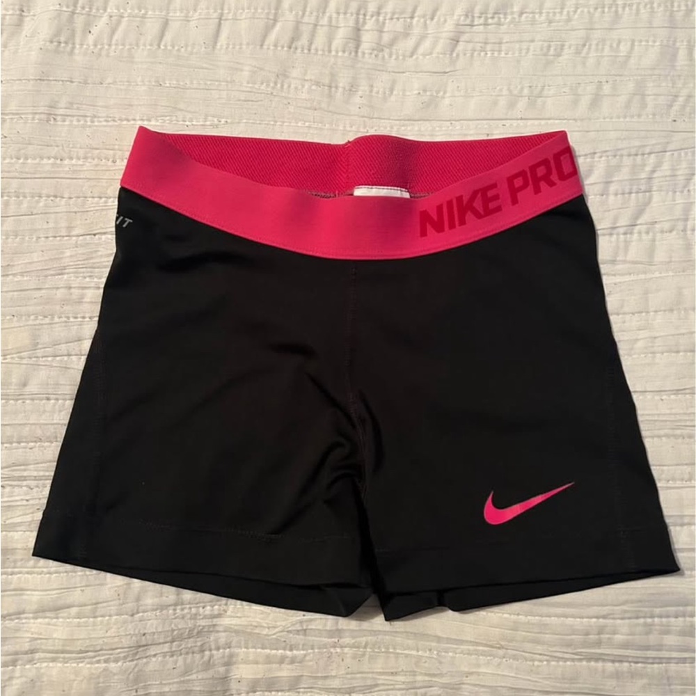 Nike Pro Black Shorts with Pink Waistband